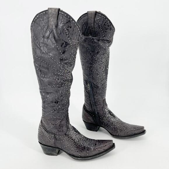 Old Gringo Gray Celina Crystal Studded Knee High Western Cowgirl Boot size 7 - Picture 3 of 14
